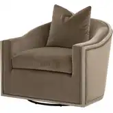 Paxton Swivel Accent Club Chair in Caramel Brown Velvet & Natural Gray Oak